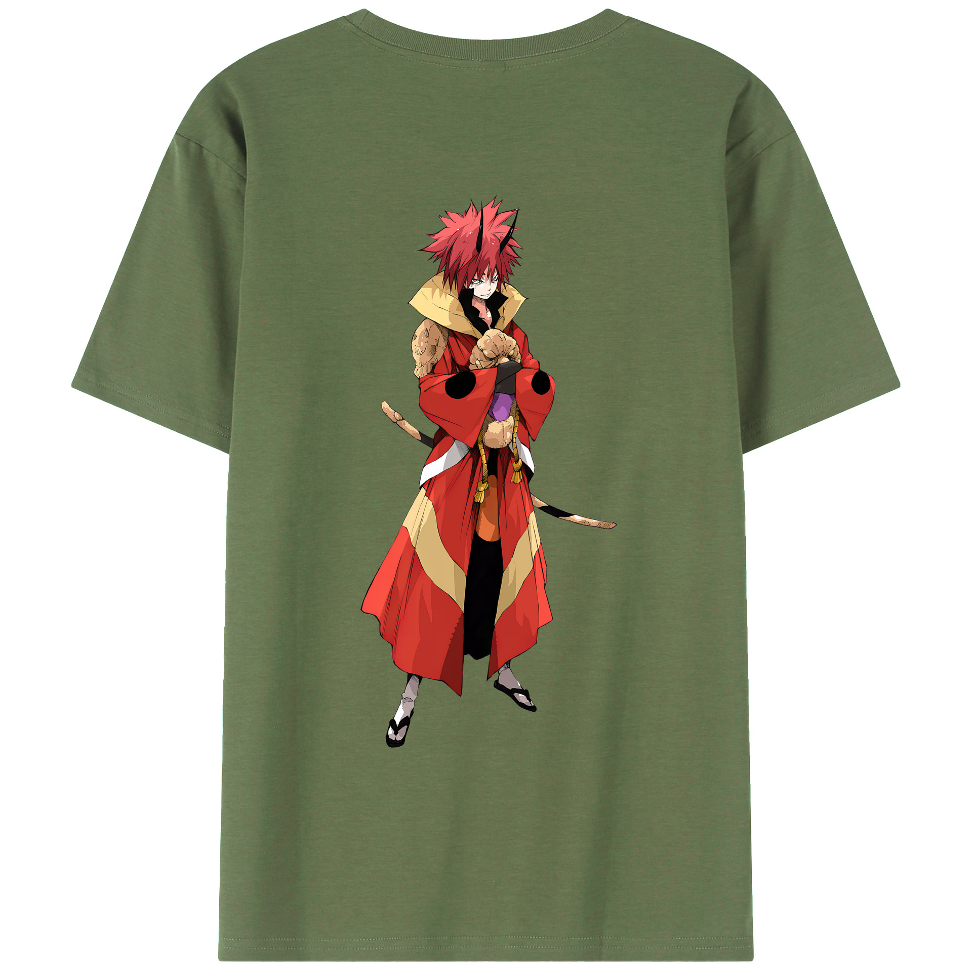 （画像用） 転スラ Regarding Reincarnated to Slime 綿100％ メンズ半袖Tシャツ（バックプリント） 通気性
